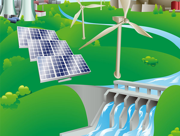 solar, eólica e hídrica